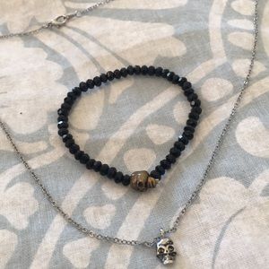 Skull Necklace and Bracelet Set